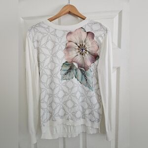 Ted Baker London Belie Gem Gardens Woven Front Jumper, NWOT